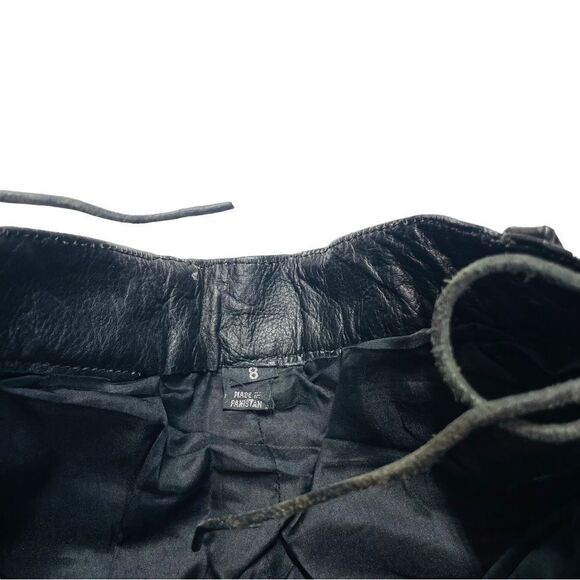 Vintage Leather Gallery Black Leather Lace Front Pants - Size 8 - Picture 6 of 11
